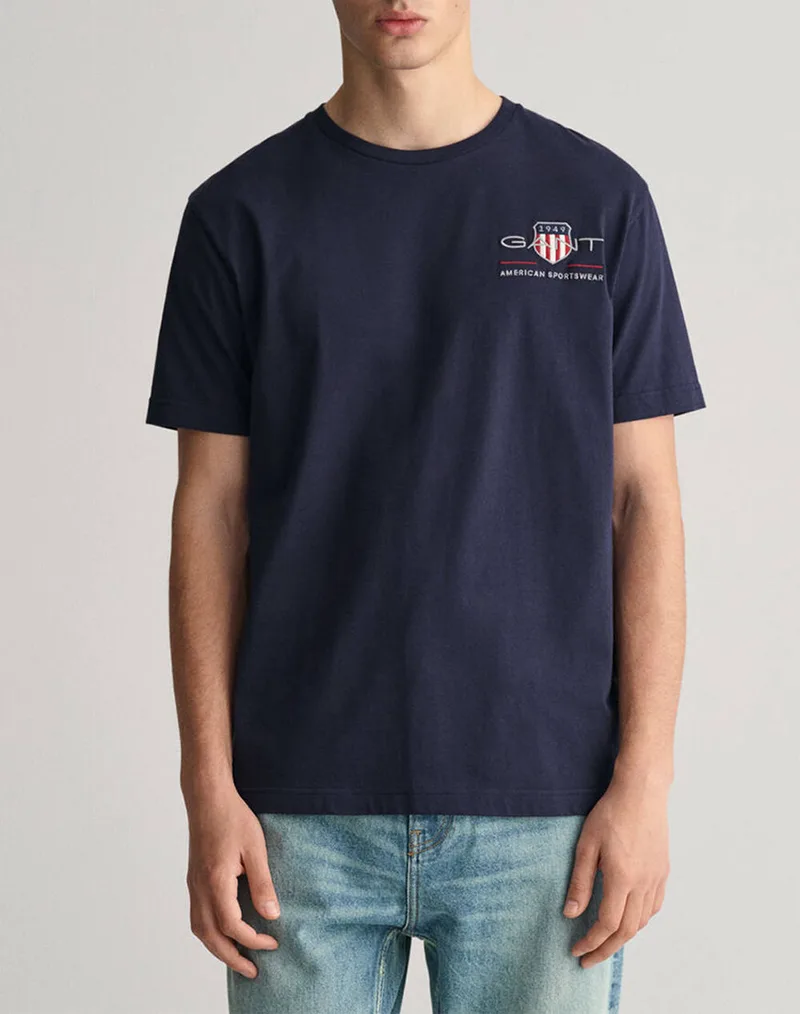 GANT ΜΠΛΟΥΖΑ ΚΜ REG ARCHIVE SHIELD EMB SS T-SHIRT 3G2067004-433 DarkBlue