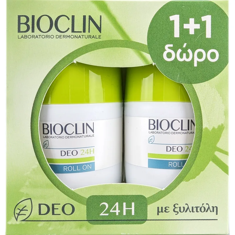 Bioclin Promo Deo 24h Roll-On Αποσμητικό Roll-On με Ξυλιτόλη & Βιταμίνη E με Δροσερό Άρωμα, Ιδανικό σε Περιπτώσεις Κανονικής Εφίδρωσης 2x50ml