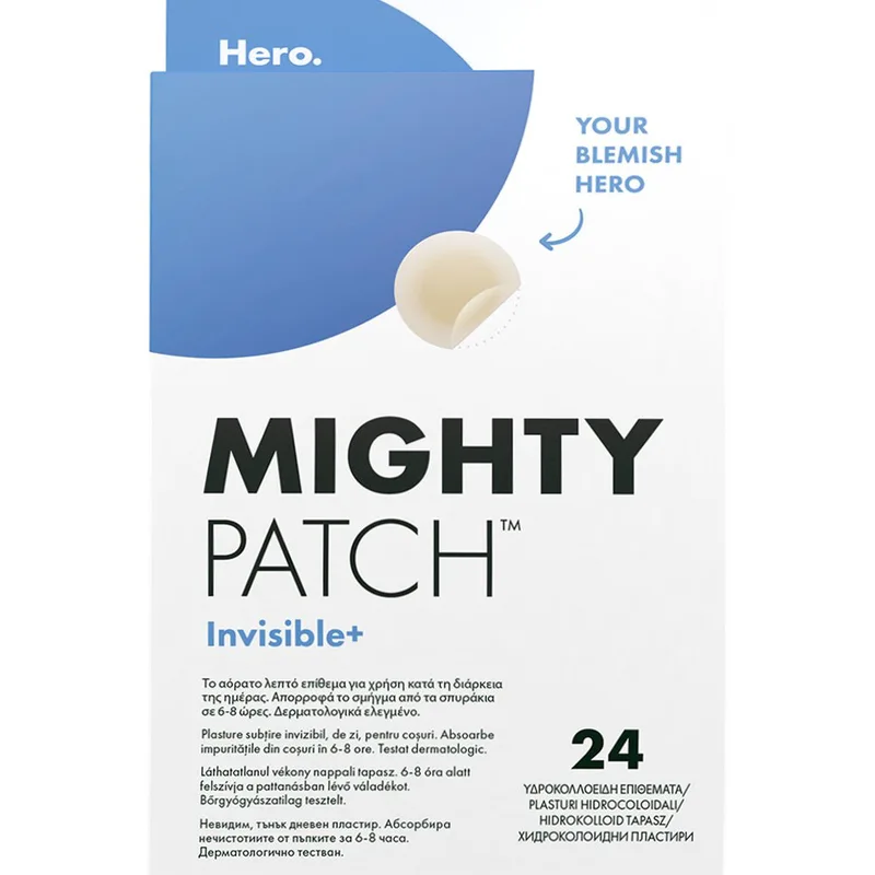Hero. Invisible+ Mighty Patch Αόρατο Λεπτό Επίθεμα Ημέρας Τοπικής Εφαρμογής για Απορρόφηση του Σμήγματος από τα Σπυράκια Μέσα σε 6 με 8 Ώρες 24 Τεμάχια