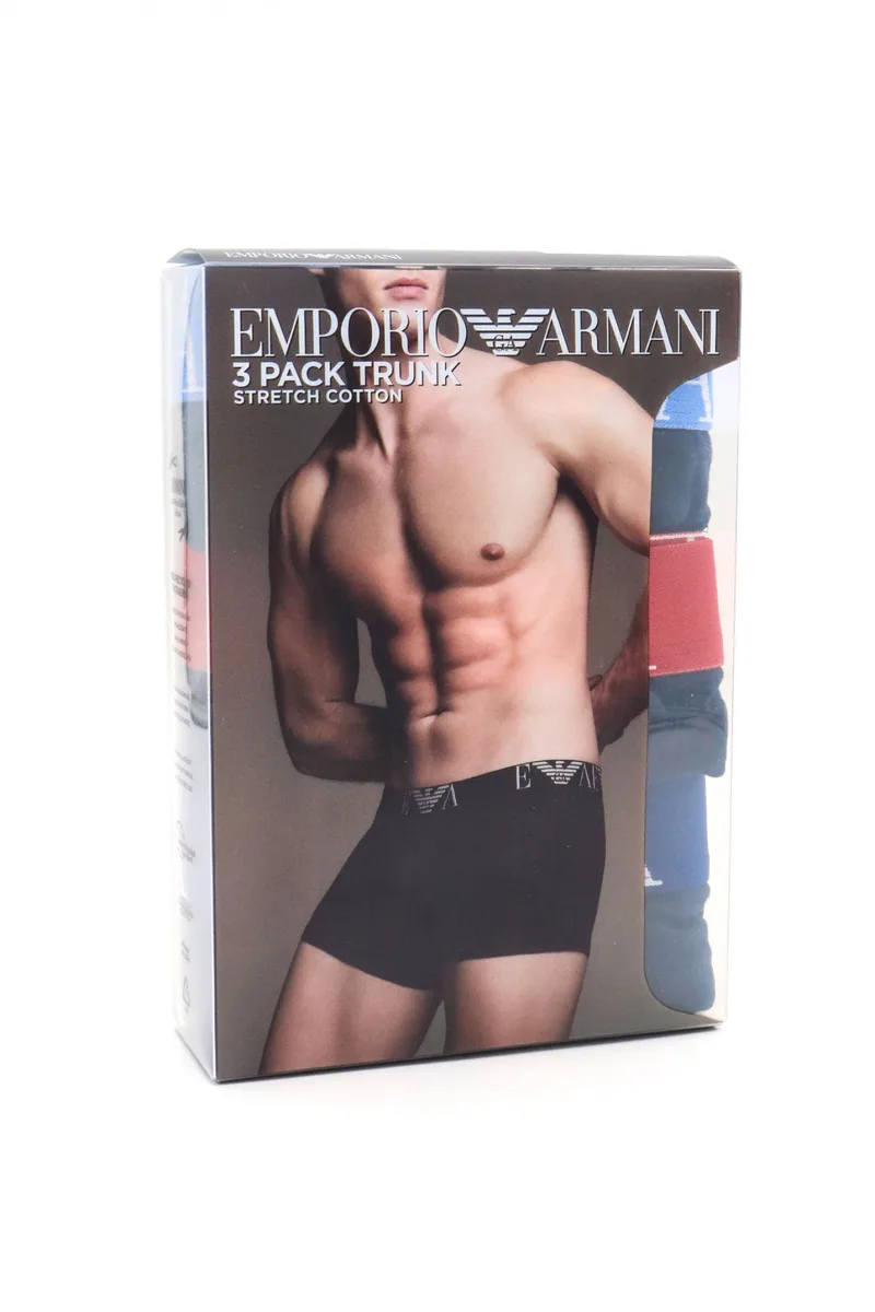 EMPORIO ARMANI ΕΣΩΡΟΥΧΑ 3PACK TRUNK COTTON STRETCH ΜΠΛΕ-ΣΙΕΛ