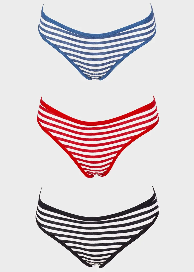 Γυναικείο slip all cotton ψηλόμεσο. Συσκευασία 3pack MULTI COLOUR