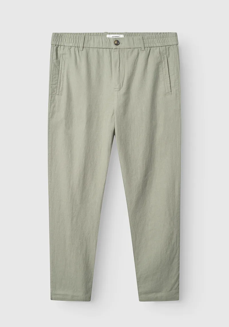 GABBA Λινό Παντελόνι της σειράς Monza Lino - 11557 7010 Light Green