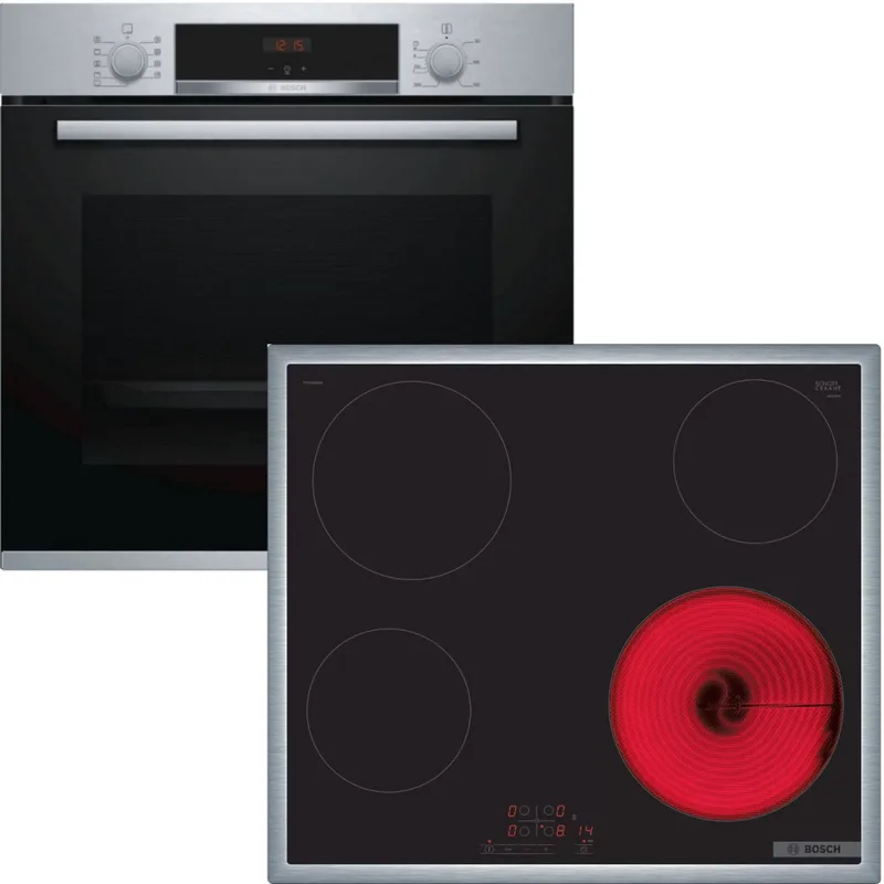 BOSCH HBA534ES0 + PKE645BB2E Κουζίνα Εντοιχιζόμενη με Κεραμικές Εστίες HBA534ES0 + PKE645BB2E