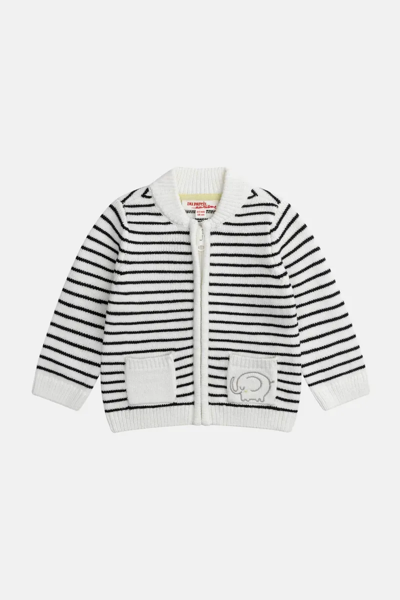 DPAM βρεφική πλεκτή ζακέτα για αγόρια "Striped Elephant" - 373408 Λευκό