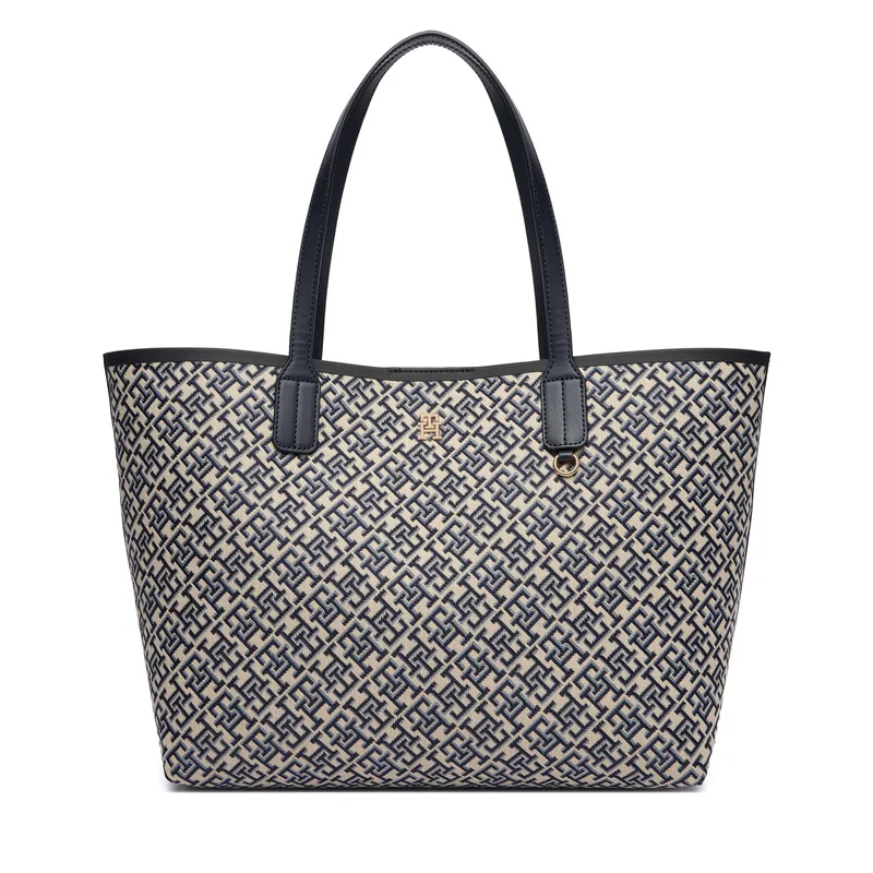 Τσάντα Tommy Hilfiger Th Icon Tote Jacquard AW0AW18889 Μπλε