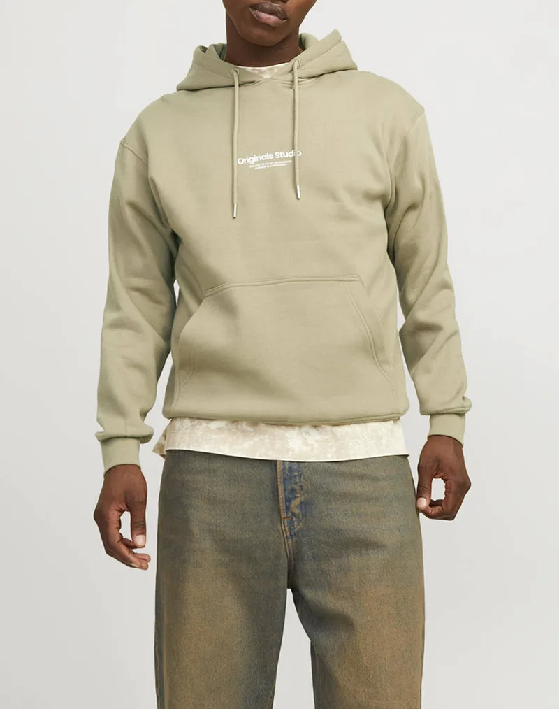 JACK&JONES JORVESTERBRO SWEAT HOOD 12241687-Silver Sage Ivory