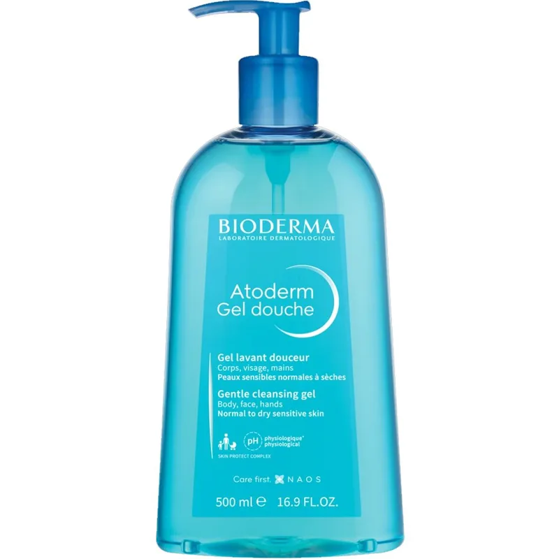 Bioderma Atoderm Gentle Cleansing Gel Απαλό Αφρόλουτρο Προσώπου & Σώματος Χωρίς Σαπούνι για Κανονική, Ξηρή & Ευαίσθητη Επιδερμίδα, με Αντλία 500ml