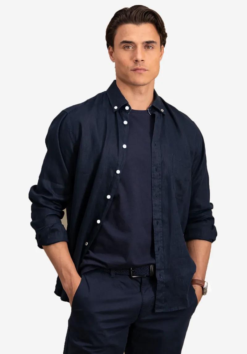 Fynch Hatton Πουκάμισο της σειράς Linen - 1513 6000 685 Navy