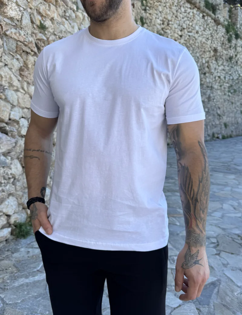 Ανδρική λευκή κοντομάνικη μπλούζα R260332W