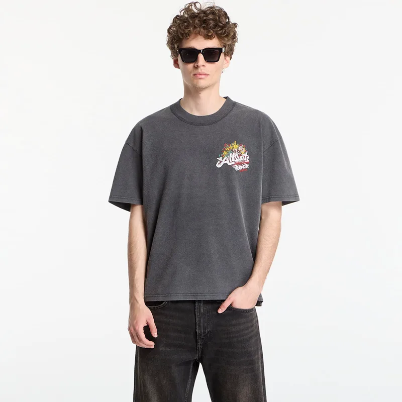 T-shirt AllSaints Roque Ss Crew Graphic T-Shirt Washed Black S