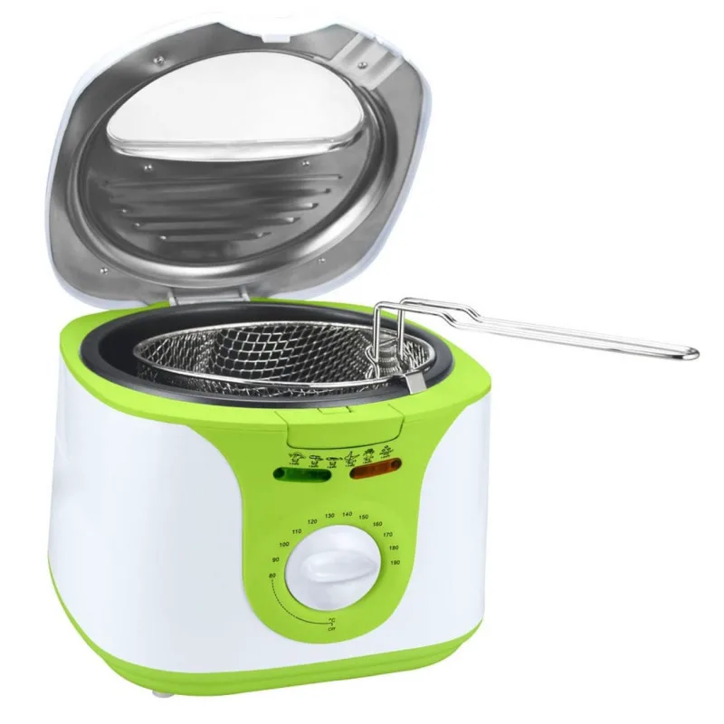 Φριτέζα Voltz V51980A, 2 λίτρα, 1300W, 80-190 C, αντικολλητική φριτέζα, λευκό / πράσινο