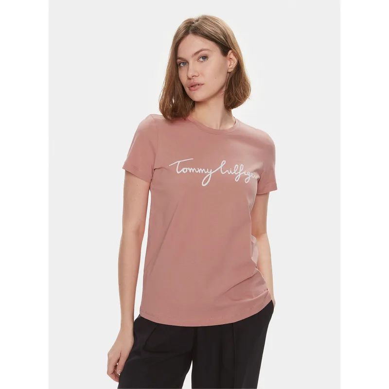 Tommy Hilfiger T-Shirt Signature WW0WW41674 Ροζ Regular Fit