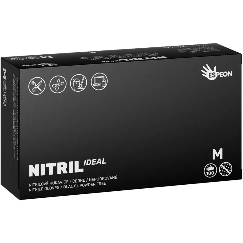Espeon Nitril Ideal3 Black γάντια νιτριλίου χωρίς πούδρα μέγεθος M 100 τμχ