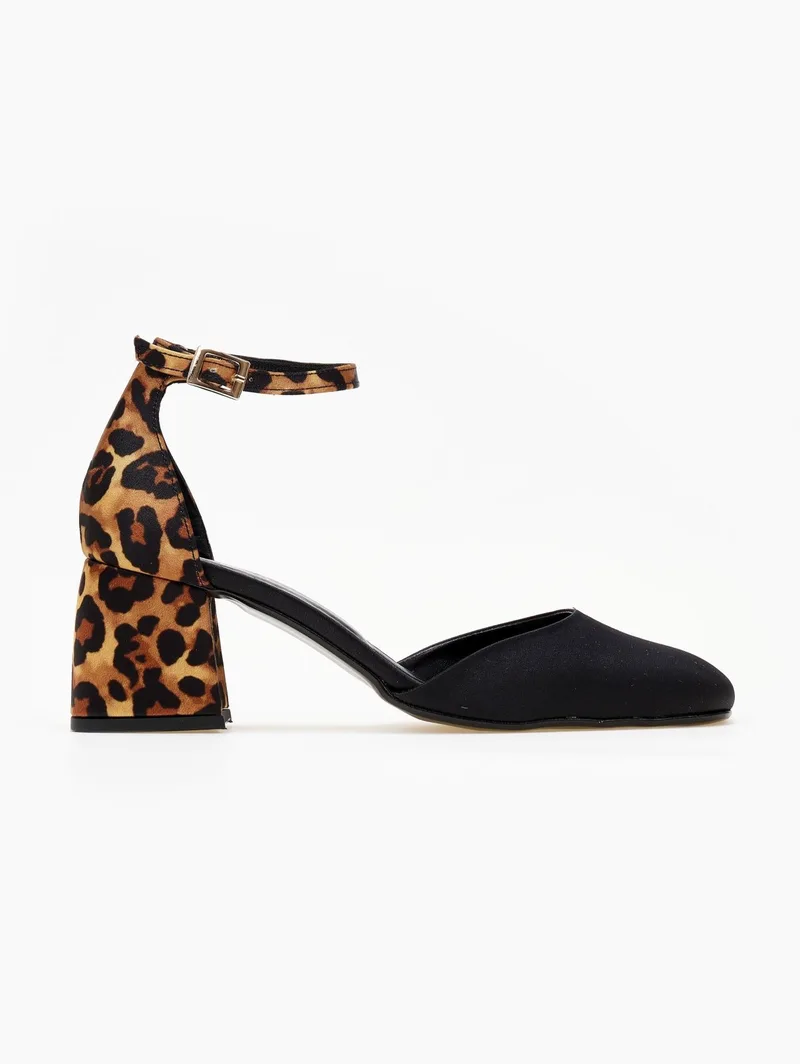 TFP Satin Pumps with Ankle Strap - 551 - Black