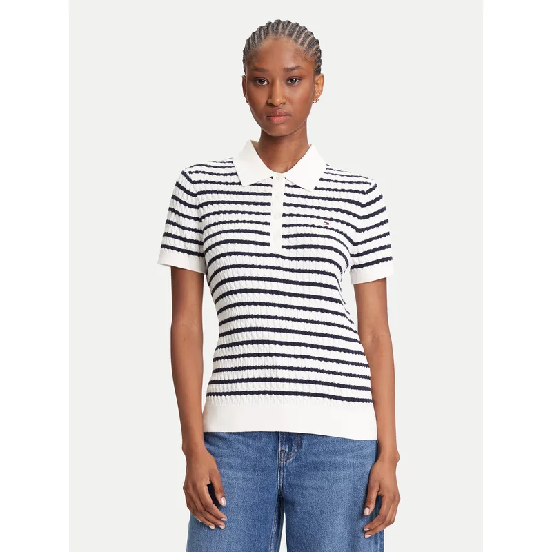 Tommy Hilfiger Polo Fine WW0WW41474 Κρεμ Regular Fit