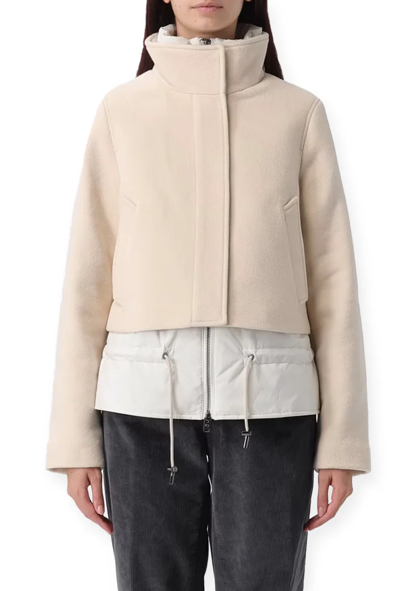 ΓΥΝΑΙΚΕΙΟ ΜΠΟΥΦΑΝ TWILL WOOL JACKET WOOLRICH ΚΑΝΟΝΙΚΗ ΓΡΑΜΜΗ ΜΠΕΖ