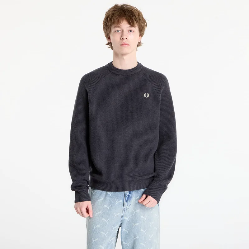 Πουλόβερ FRED PERRY Lambswool Raglan Jumper Anchor Grey XL