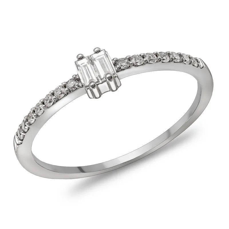 Diamond Group Μονόπετρο Δαχτυλίδι με Διαμάντια Brilliant από Λευκό Χρυσό 14 Καρατίων DDX772