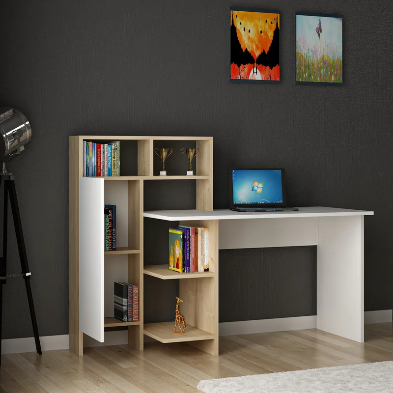Γραφείο Μελέτης Bugra - White, Oak 550Arn1101 (70,5x73,8x60)