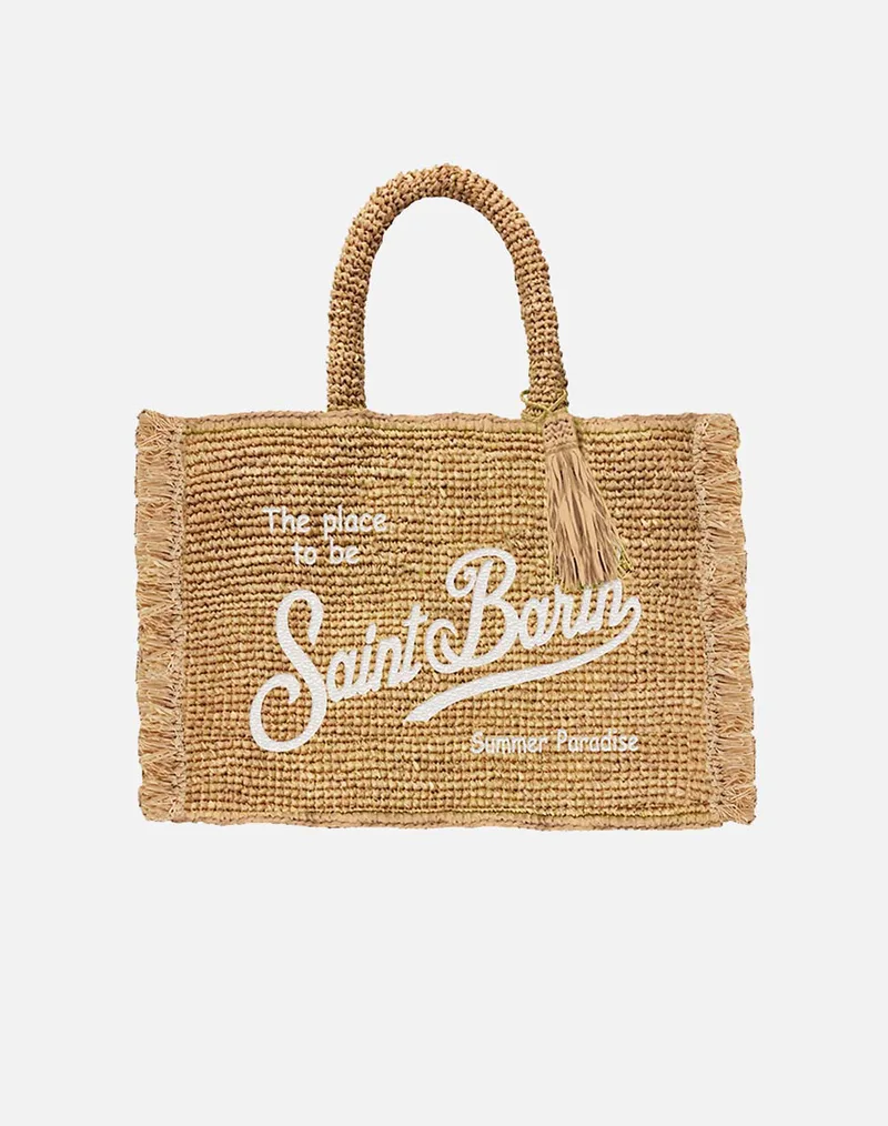 MC2 COLETTE RAFFIA FRINGES-HAND BAG WITH STRAP-1110 EMB COL0026-00200L-00200L Biege