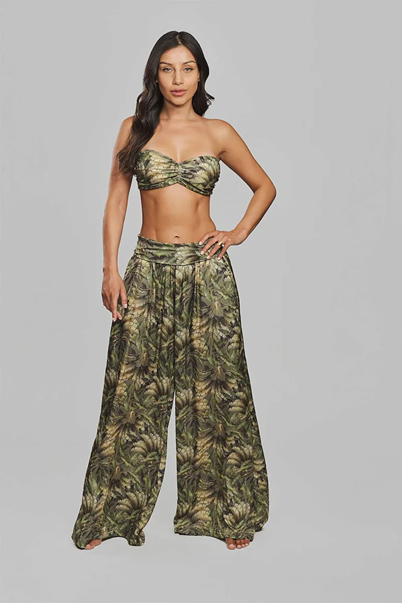 Crool γυναικείο μαγιό μπικίνι τοπ strapless με all-over print Cup E - 26C1-X36-881E Λαδί