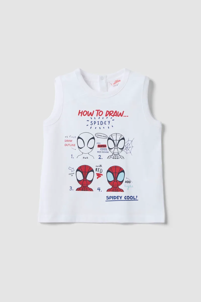OVS βρεφική αμάνικη μπλούζα με print "Spiderman" - 002686576 Λευκό