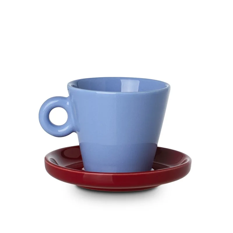 Estia Φλιτζάνι Espresso Echo New Bone 100Ml Μπλε Με Κοκκινο Πιατακι