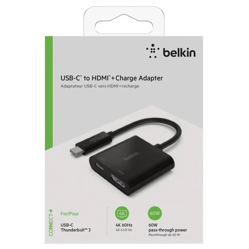 Belkin USB-C to HDMI Adapter 60W Power Delivery, Black AVC002btBK