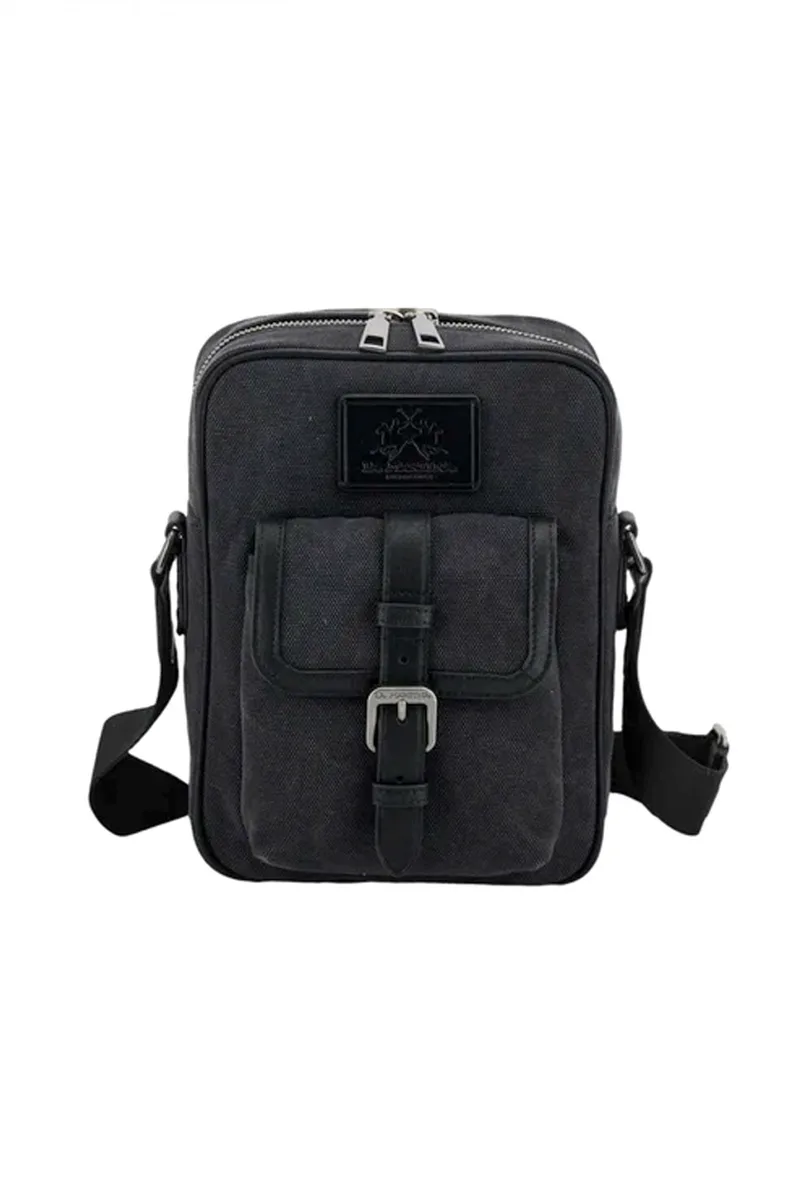 LA MARTINA ΤΣΑΝΤΑ CROSSBODY WASHED CANVAS ZHIDA ΜΑΥΡΟ