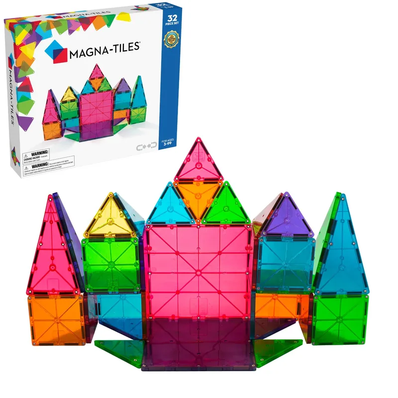 Magna-Tiles Μαγνητικό Παιχνίδι 32 κομματιών Clear Colors