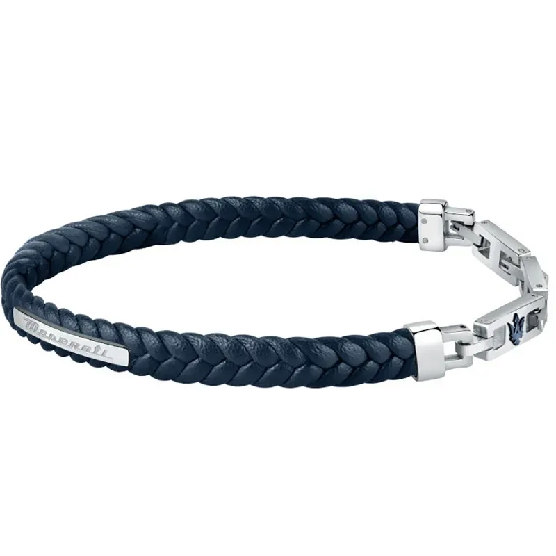 Maserati μπλε βραχιόλι Recycled Leather JM222AVE04 JM222AVE04 Ατσάλι