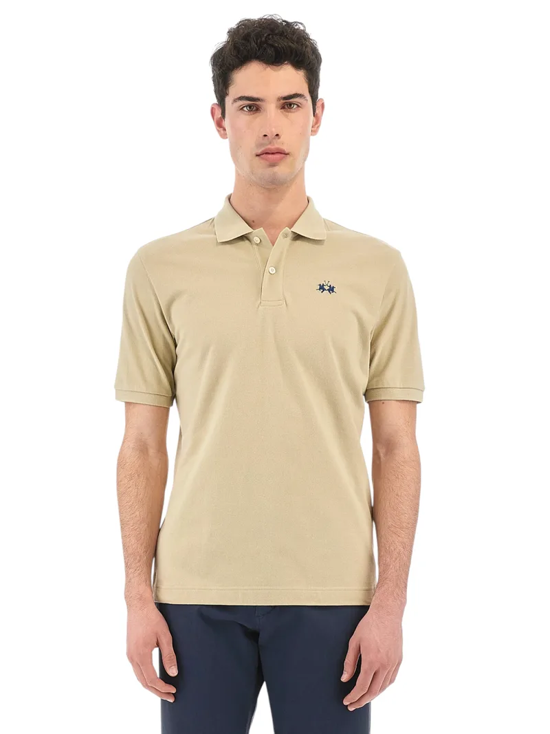 La Martina Ανδρική Polo Μπλούζα BPMP11PK031-04167 Μπεζ
