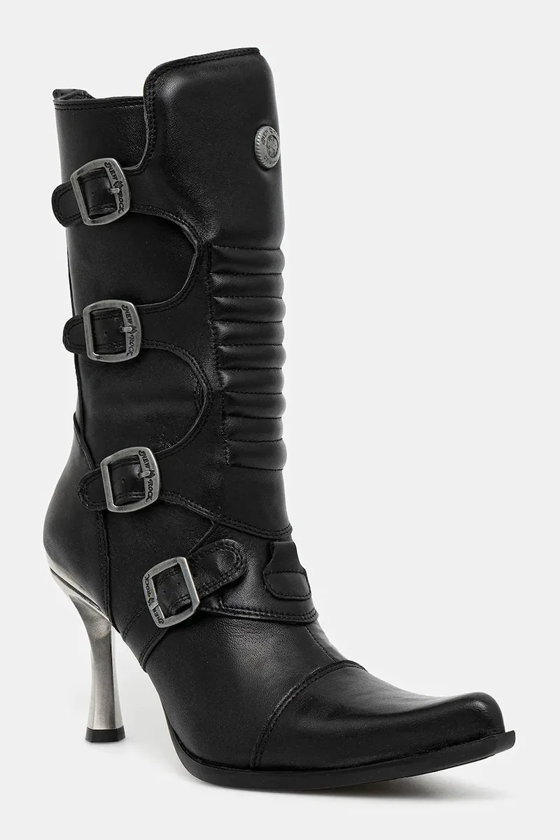 Δερμάτινες μπότες New Rock Crust Negro, Malicia Negro Tacon Caribe Acero