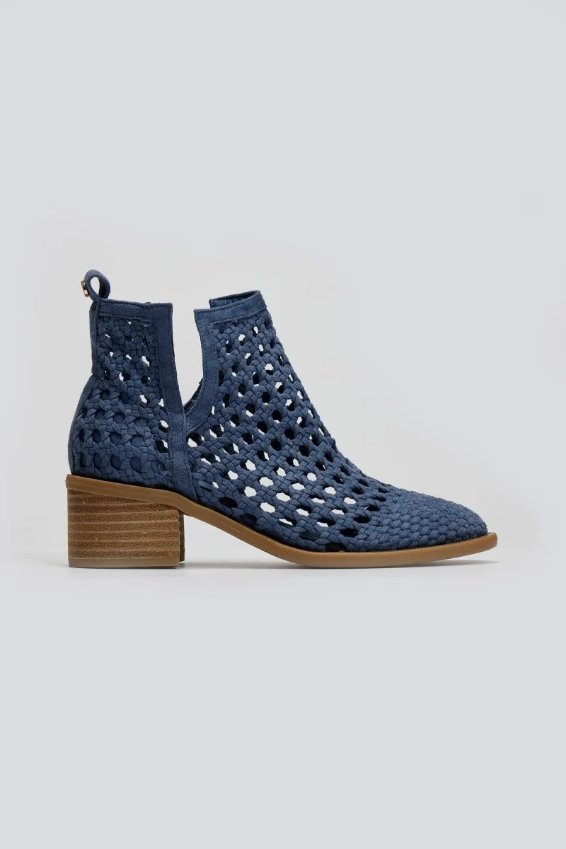 Xti Footwear Suede Perforated Ankle Boots - 143959 - Blue Denim