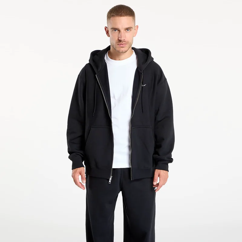 Φούτερ Nike Solo Swoosh Men's Full-Zip Fleece Hoodie Black/ Black/ White S