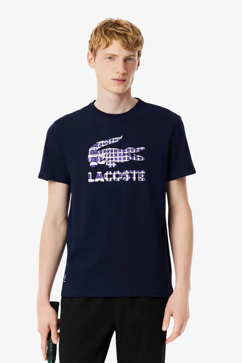 Lacoste ανδρικό T-shirt με graphic logo print Regular Fit "Tennis x Daniil Medvedev" - TH4769-00 Μπλε Σκούρο
