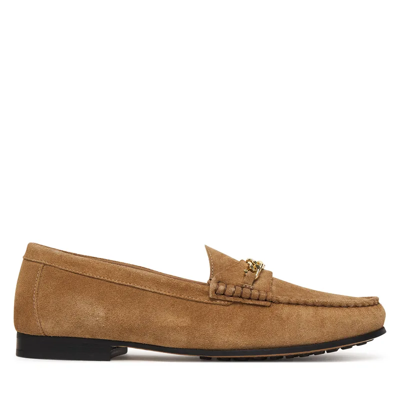Μοκασίνια Tommy Hilfiger Th Chain Suede Loafer FW0FW09327 Καφέ