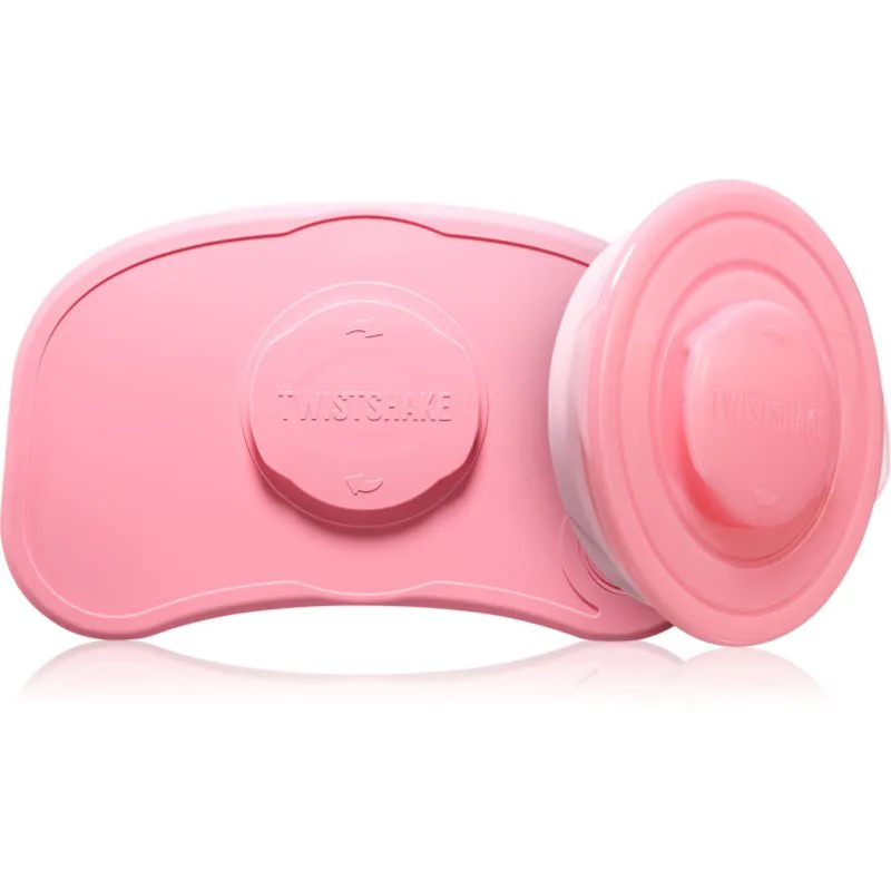 Twistshake Click-mat Mini + Plate παιδικό σουπλά σιλικόνης με πιατάκι Pastel Ροζ 2 τμχ