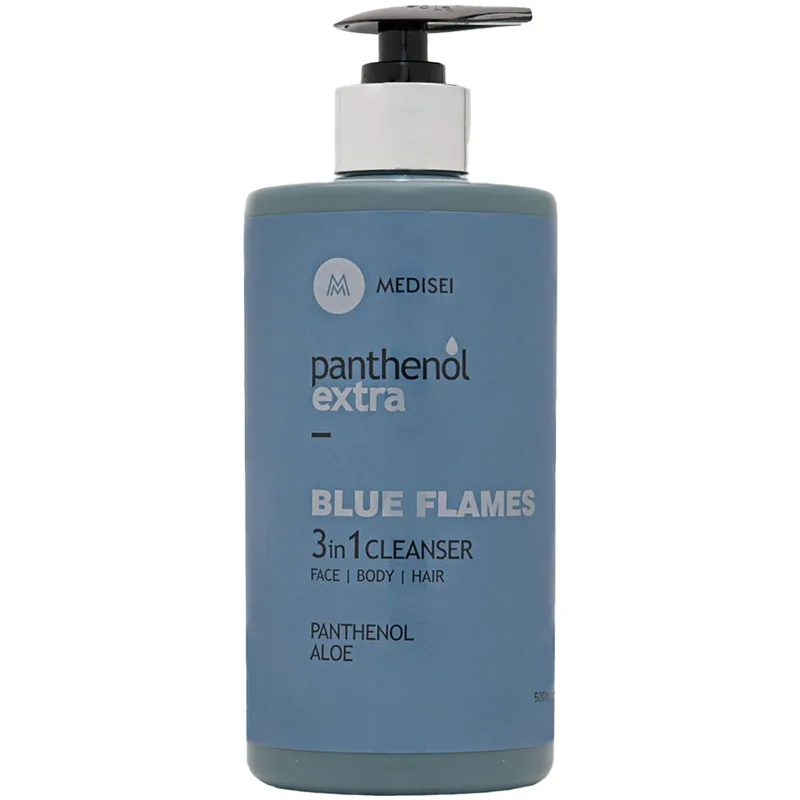 Panthenol Extra Blue Flames 3in1 Face, Body & Hair Cleanser Ανδρικό Τονωτικό Αφρόλουτρο για Πρόσωπο, Σώμα & Μαλλιά με Νότες Εσπεριδοειδών με Αντλία 500ml