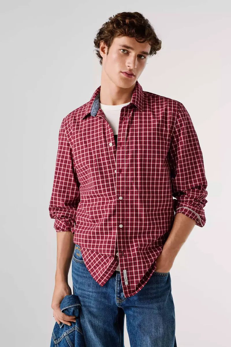 Pepe Jeans ανδρικό καρό πουκάμισο Regular Fit "Capel" - PM3090891 Κόκκινο