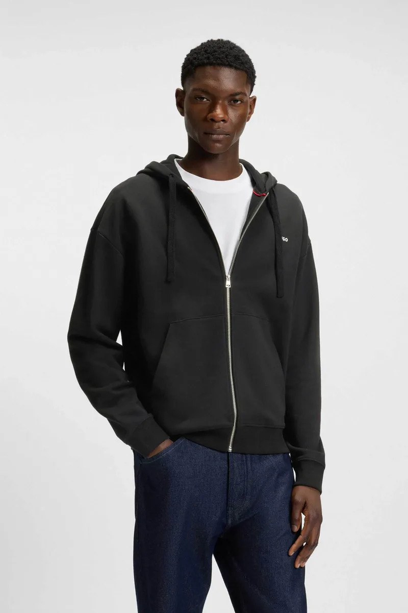 Hugo Boss ανδρική ζακέτα φούτερ με κουκούλα Relaxed Fit - 50548651 Μαύρο