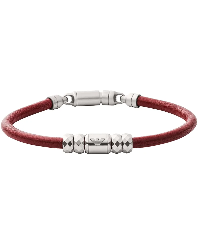 EMPORIO ARMANI Δερμάτινο Αντρικό Βραχιόλι Mε Ατσάλι EGS2797040
