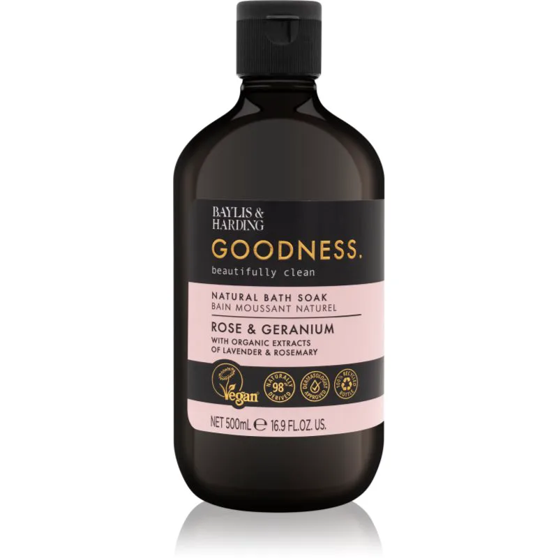 Baylis & Harding Goodness Rose & Geranium αφρόλουτρο μπάνιου με άρωμα λουλουδιών 500 ml