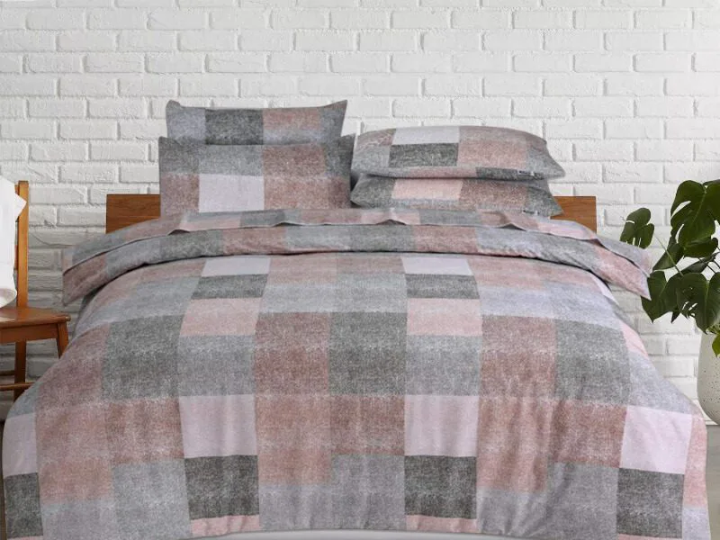 Παπλωματοθήκη Φανελένια PatchWork 100% Cotton Γαρύφαλλο - 160x240