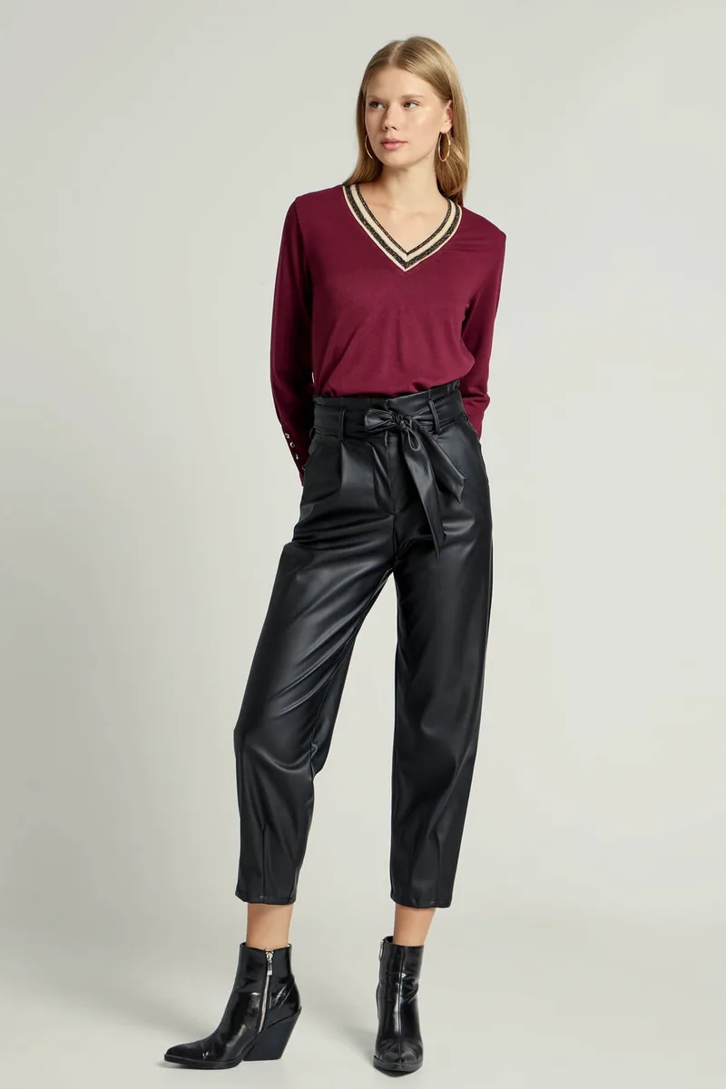 ΠΑΝΤΕΛΟΝΙ ΣΑΛΒΑΡΙ ΨΗΛΟΜΕΣΟ ECO-LEATHER ΜΑΥΡΟ