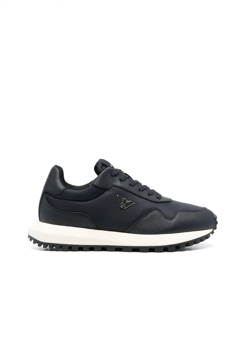 EMPORIO ARMANI ΠΑΠΟΥΤΣΙΑ SNEAKERS LOGO ΜΠΛΕ
