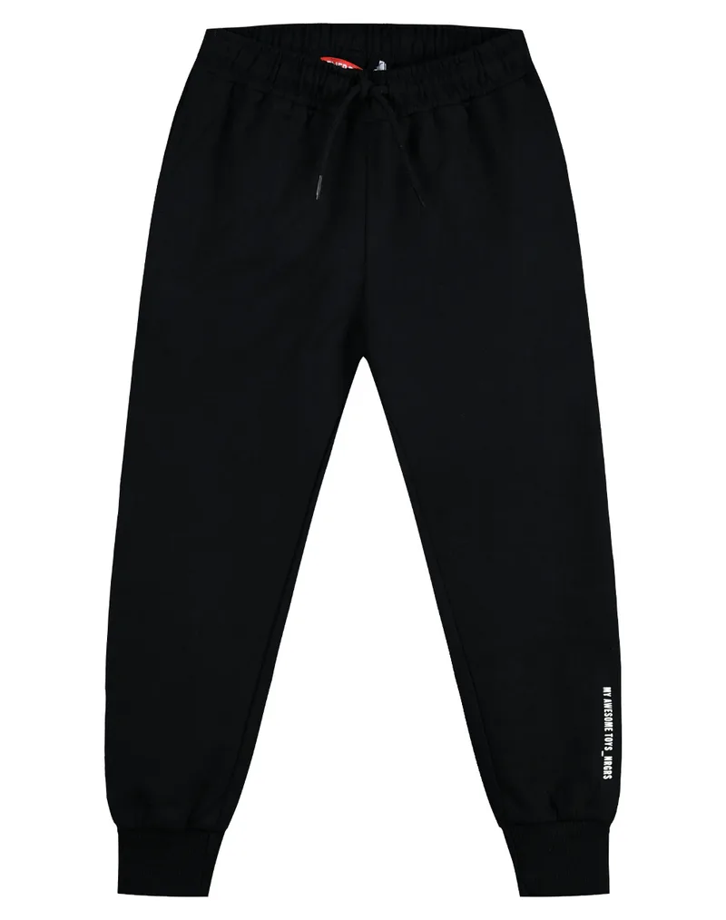 Παντελόνι Joggers αχνούδιαστο, με λάστιχο στη μέση για αγόρι - ΜΑΥΡΟ 12-123165-2