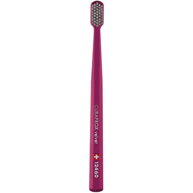 Curaprox CS 12460 Velvet Toothbrush Οδοντόβουρτσα με Εξαιρετικά Απαλές & Πυκνές Ίνες Curen για Πολύ Ευαίσθητα Δόντια 1 Τεμάχιο - Φούξια / Γκρι