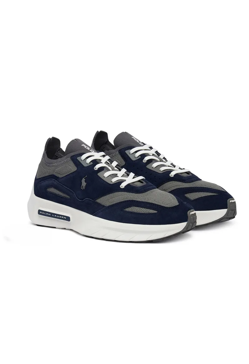ΑΝΔΡΙΚΑ ΠΑΠΟΥΤΣΙΑ POLO RALPH LAUREN BOERUM SNEAKERS ΔΕΡΜΑ ΜΠΛΕ/ΑΝΘΡΑΚΙ