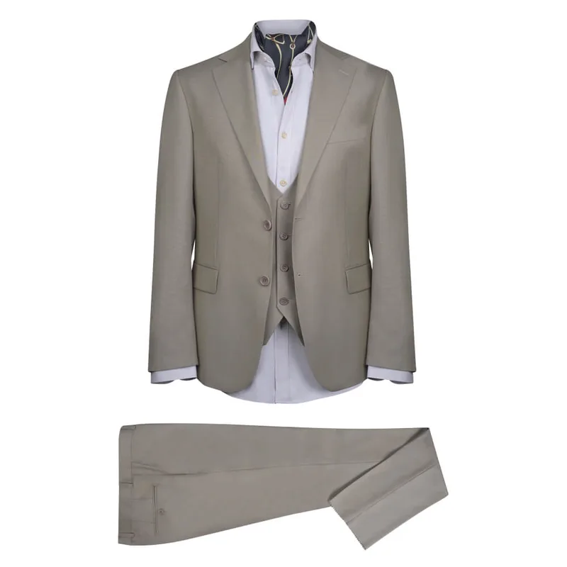 Prince Oliver Κοστούμι με Γιλέκο Three-Piece Μπεζ (Modern Fit) New Arrival